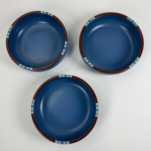 Lot of 3 Dansk Mesa Blue Stoneware Cereal Bowls 5 3/4" Japan